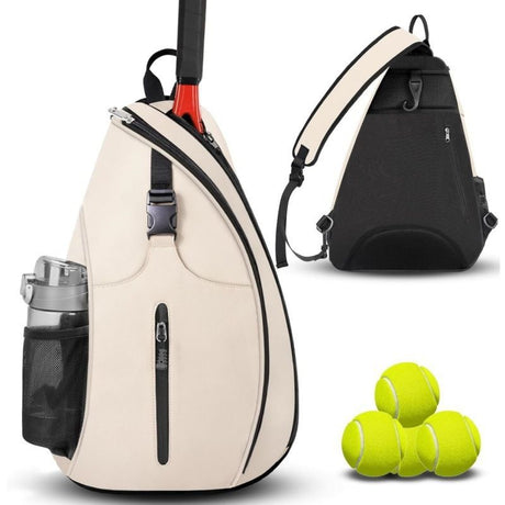 White Tennis and Pickleball Sling Backpack for Men and Women 33x14x49cm