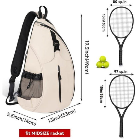 Black Tennis and Pickleball Sling Backpack for Men and Women, 33x14x49cm