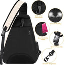 Black Tennis and Pickleball Sling Backpack for Men and Women, 33x14x49cm