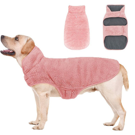 Pink XL Dog Fleece Vest, Super Warm & Windproof Winter Coat for Large Dogs
