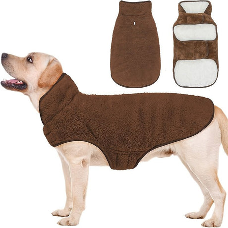 Brown XL Dog Fleece Coat for Large Breeds