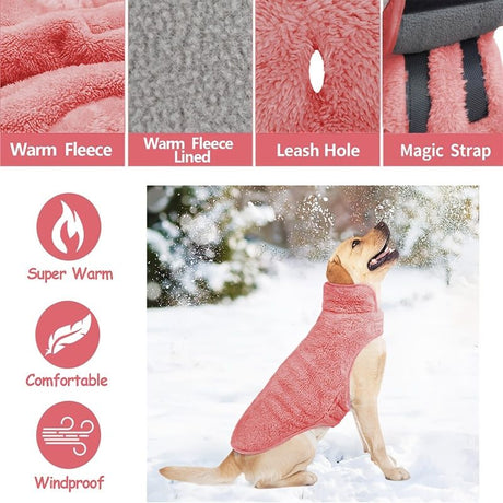 Brown XL Dog Fleece Coat for Large Breeds