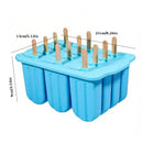 12-Cavity Silicone Ice Lolly Mould with 50 Wooden Sticks