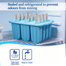 12-Cavity Silicone Ice Lolly Mould with 50 Wooden Sticks