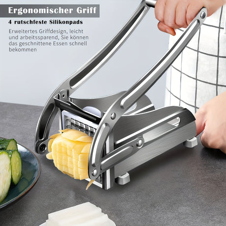 Stainless Steel French Fry Cutter, Adjustable Thickness Vegetable Slicer