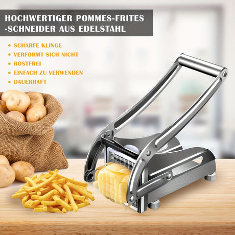 Stainless Steel French Fry Cutter, Adjustable Thickness Vegetable Slicer