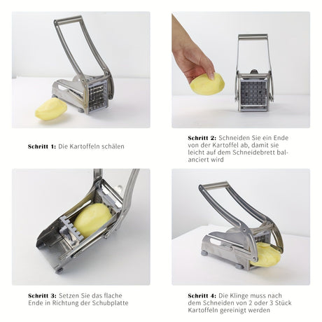 Stainless Steel French Fry Cutter, Adjustable Thickness Vegetable Slicer