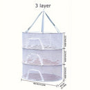White Black Fiber Mesh Air Drying Rack - Multi-layer Collapsible for Clothes & Food