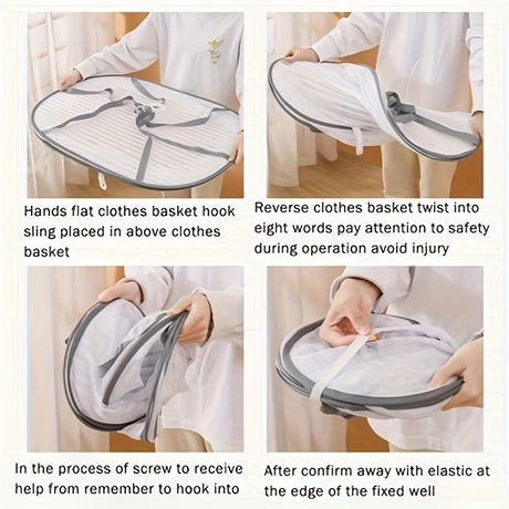 White Black Fiber Mesh Air Drying Rack - Multi-layer Collapsible for Clothes & Food
