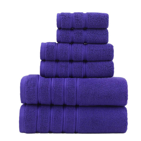 6-Piece Purple Towel Set for Bathroom, Soft & Absorbent Cotton Towels