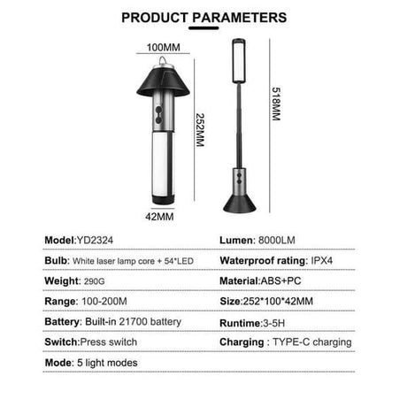 Multifunctional Telescopic Camping Light - Portable LED Lamp