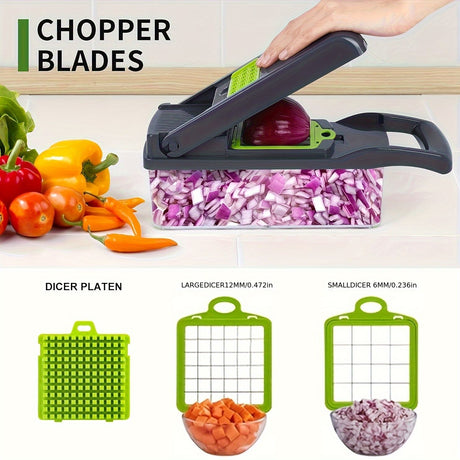 16-Piece Vegetable Chopper Set, Interchangeable Blades
