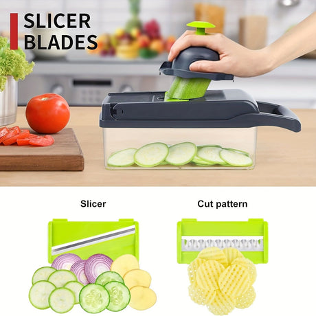 16-Piece Vegetable Chopper Set, Interchangeable Blades