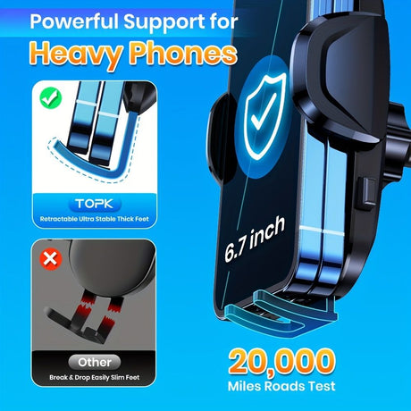 TOPK Car Phone Holder with Strong Suction and Adjustable Arm