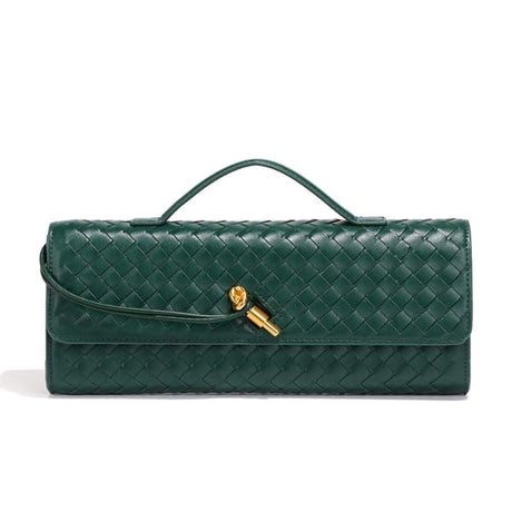Green Woven Leather Women's Handbag