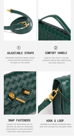 Green Woven Leather Women's Handbag