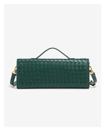 Green Woven Leather Women's Handbag