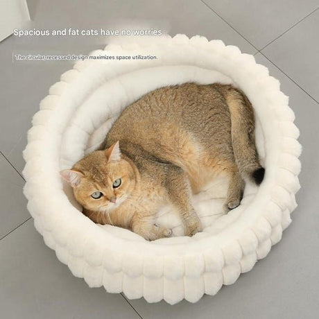 Grey Plush Cat Bed – Soft, Cozy & Durable Cat Furniture