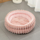 Round Plush Cat Bed, White, Soft & Comfortable for Small to Large Cats