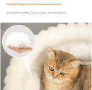 Round Plush Cat Bed, White, Soft & Comfortable for Small to Large Cats