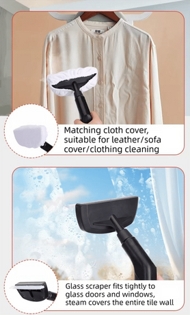 Steam Cleaner with Multiple Attachments, White