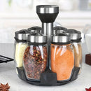 7 pieces rotating base spice dispenser, kitchen supplies, spice dispenser set, including salt, pepper and sugar dispenser - perfect for kitchen storage and organization