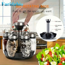 7 pieces rotating base spice dispenser, kitchen supplies, spice dispenser set, including salt, pepper and sugar dispenser - perfect for kitchen storage and organization