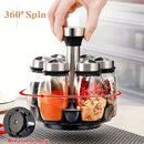 7 pieces rotating base spice dispenser, kitchen supplies, spice dispenser set, including salt, pepper and sugar dispenser - perfect for kitchen storage and organization