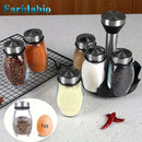 7 pieces rotating base spice dispenser, kitchen supplies, spice dispenser set, including salt, pepper and sugar dispenser - perfect for kitchen storage and organization