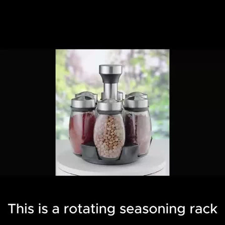 7 pieces rotating base spice dispenser, kitchen supplies, spice dispenser set, including salt, pepper and sugar dispenser - perfect for kitchen storage and organization