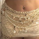 Pearl and Shell Waist Chain, Women's Beach-Inspired Jewelry