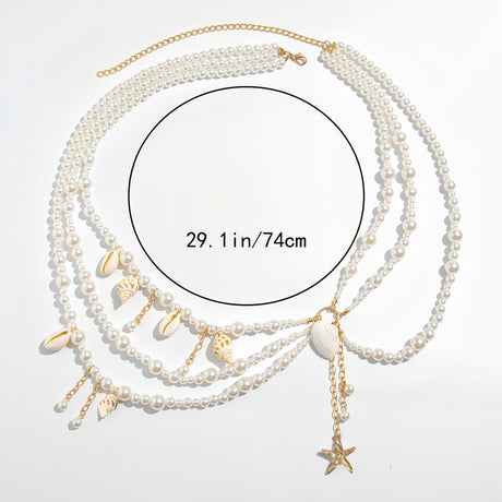Pearl and Shell Waist Chain, Women's Beach-Inspired Jewelry