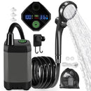 Portable shower pump, equipped with a rechargeable 6000mAh battery - outdoor shower, IPX7 waterproof, with temperature display - suitable for camping, car washing and pet car washing (gray)