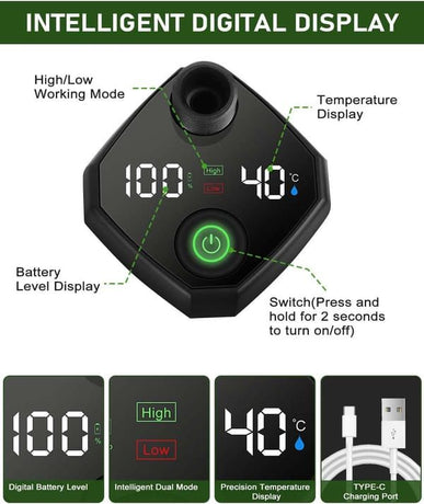 Portable shower pump, equipped with a rechargeable 6000mAh battery - outdoor shower, IPX7 waterproof, with temperature display - suitable for camping, car washing and pet car washing (gray)