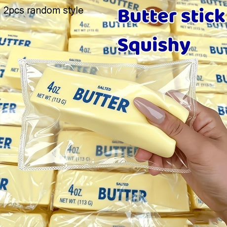2pcs Popular Butter Squeeze Toys - Stress Relief Toys Pop Fidget Toys Novelty Interesting Squeeze Toys Hand Sensory Slow Rebound Toys Leisurely Relaxing Good Things With a Bit of Butter Flavor Stress Relief Toys Excellent Birthday and Holiday Surprise Gif