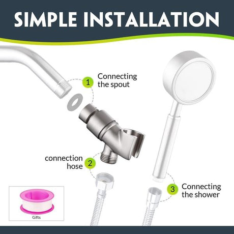 Full metal handheld shower head seat - adjustable brass bracket, 360-degree rotating ball, suitable for universal shower arms and shower hoses, chrome-plated (nickel)