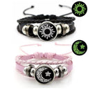 Luminous Sun and Moon Couple Bracelet - Night Light with Woven Leather Jewelry, Suitable for Couples, Adjustable Long Distance Love Gift