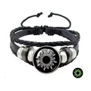 Luminous Sun and Moon Couple Bracelet - Night Light with Woven Leather Jewelry, Suitable for Couples, Adjustable Long Distance Love Gift