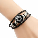 Luminous Sun and Moon Couple Bracelet - Night Light with Woven Leather Jewelry, Suitable for Couples, Adjustable Long Distance Love Gift