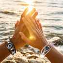 Luminous Sun and Moon Couple Bracelet - Night Light with Woven Leather Jewelry, Suitable for Couples, Adjustable Long Distance Love Gift