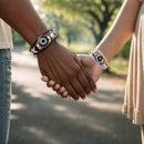 Luminous Sun and Moon Couple Bracelet - Night Light with Woven Leather Jewelry, Suitable for Couples, Adjustable Long Distance Love Gift
