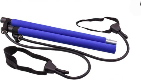 Blue multi-functional Pilates fitness stick elastic rope yoga pole stretch back training device chest expansion pull rod arm strength device
