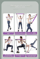 Blue multi-functional Pilates fitness stick elastic rope yoga pole stretch back training device chest expansion pull rod arm strength device