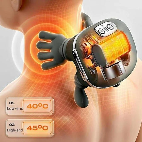Massager, real hand simulation, deep tissue massage, neck, back and shoulder, 3D kneading, 3 speed adjustable USB charger (green)