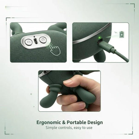 Massager, real hand simulation, deep tissue massage, neck, back and shoulder, 3D kneading, 3 speed adjustable USB charger (green)