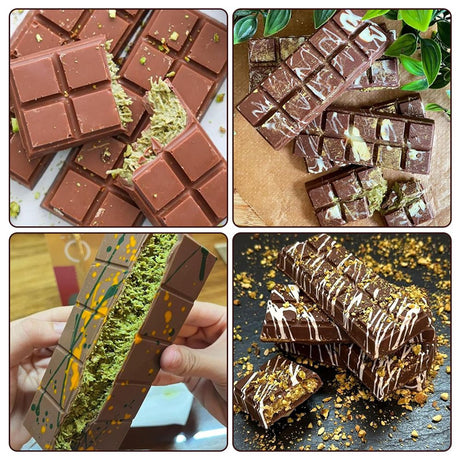 3 pieces silicone Dubai chocolate 8-slot mold food-grade silicone diy heat-resistant easy-to-remove baking cake mold for filling chocolate bars, Knafeh pistachio chocolate