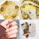 100PCS 24K pure gold leaf art pieces, can be used for painting, resin, gold plating, nail, gold leaf paper for DIY greeting cards, handicrafts, rock painting.