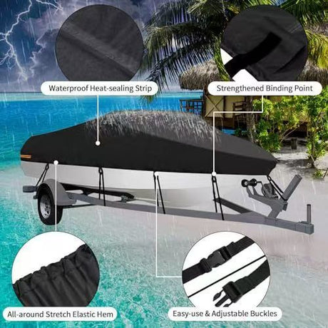 Outdoor V-shaped yacht with dust cover, sunscreen and rainproof boat cover, Teflon boat body protection cover