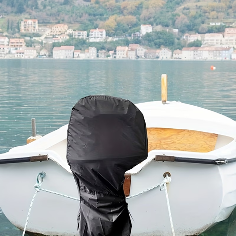 600D marine engine cover, sun protection, wind and rain Oxford cloth, dustproof, mosquito-proof, marine Oxford cloth, outboard cover, waterproof ultraviolet, marine engine protection cover, suitable for yacht, fishing boat (30-60 horsepower)