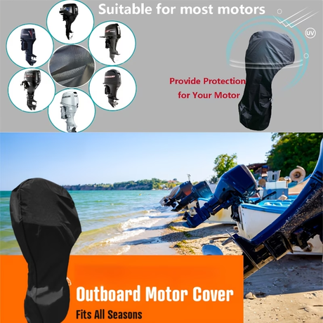 600D marine engine cover, sun protection, wind and rain Oxford cloth, dustproof, mosquito-proof, marine Oxford cloth, outboard cover, waterproof ultraviolet, marine engine protection cover, suitable for yacht, fishing boat (30-60 horsepower)